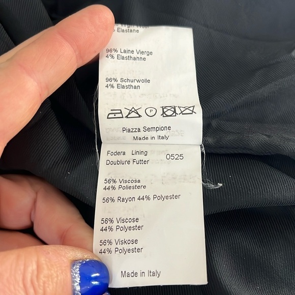 Piazza Sempione Sz 46 Virgin Wool Crepe Cashmere Hidden Closure Blazer Jacket - Picture 5 of 9